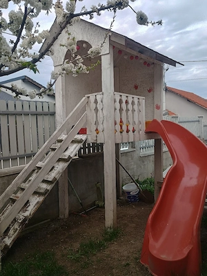 tobogan ,căsuța din copaci cu tobogan - imagine 2