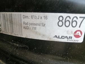Ocazie! Vand jante putin folosite tabla Audi-VW 6"1/2 J x 16 ! - imagine 3