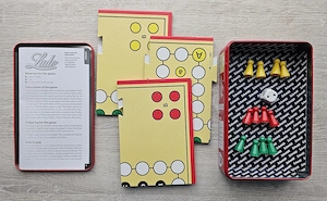 Joc Ludo sau "Nu te supăra, frate"   set incomplet în cutie metalică