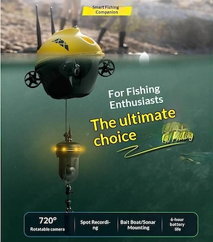 Dronă subacvatică profesională Full HD 1080P + GPS, autonomie 6h, ideal pescuit și explorare - imagine 4