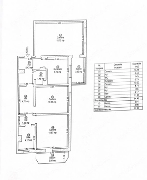 Apartament 3 camere decomandat cu centrala 
