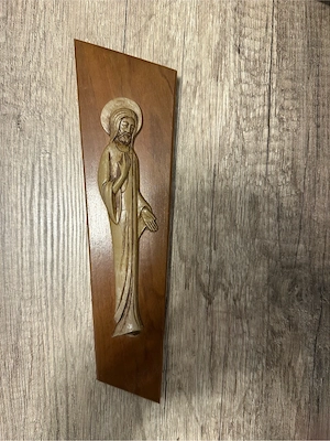 Icoană din lemn cu Iisus   relief sculptat, 27 cm - imagine 2