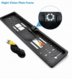 Suport plăcuță înmatriculare pe spate cu cameră de marșarier incorporată si vedere nocturnă