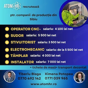 Angajăm pe diverse posturi în producție!