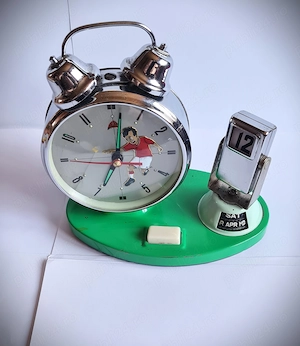 ceas deșteptător cu calendar, vintage, 1960-1970, era spațială