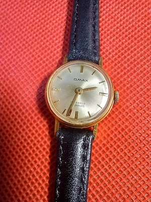ceas de mână vintage Omax, de damă, placat cu aur, anii 70 - imagine 2