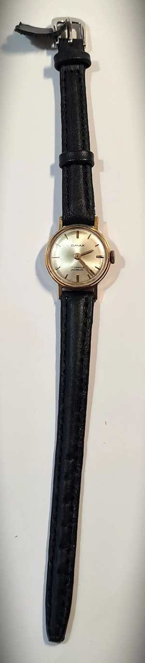 ceas de mână vintage Omax, de damă, placat cu aur, anii 70 - imagine 3