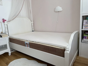 Pat lemn masiv 1,20 2 cu somiera si saltea