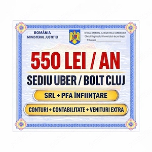 Înființare firmă Uber Bolt + sediu social Cluj  550 lei   an   sediu social