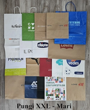 Pungi de hârtie cu branduri H&M, Levi s, Sephora, Tommy Hilfiger etc.   Diverse mărimi - imagine 1