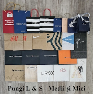 Pungi de hârtie cu branduri H&M, Levi s, Sephora, Tommy Hilfiger etc.   Diverse mărimi - imagine 5