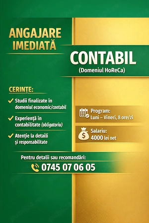 CONTABIL cu experienta- domeniul Horeca