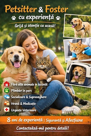 Petsitter & Foster cu experiență   grijă și atenție ca acasă!