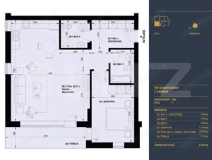 Apartament cu 2 camere, 2 bai, Smart Home, 64.5 mp - Complex Rezidential Nou - imagine 2