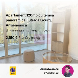 Apartament 120mp cu terasă panoramică | Strada Licurg,  Armeneasca