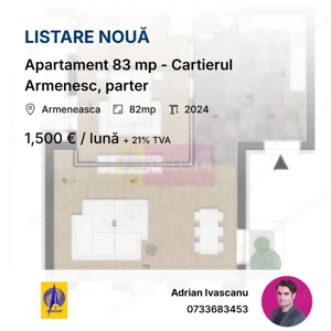 Apartament 83 mp - Cartierul Armenesc, parter