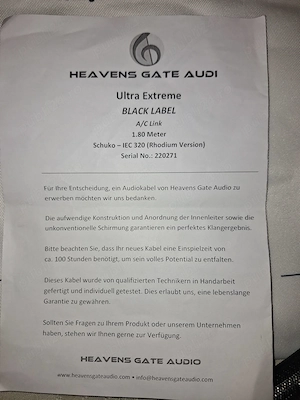 Cablu Power Heavens Gate Ultra Extreme Black Label - imagine 2