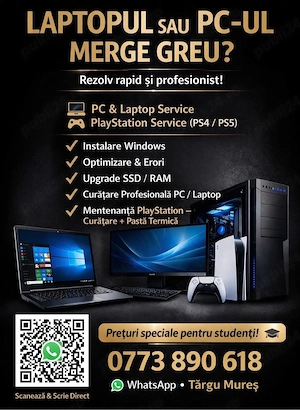 mentenanța și reparații Laptop si PC uri