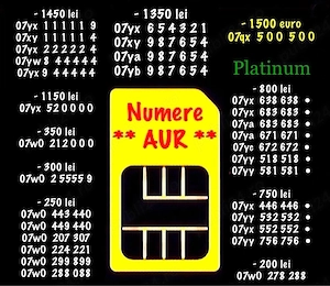Numere Vip Aur Gold * Numar telefon Platinum * Cartela