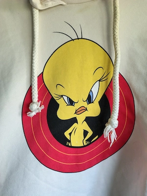 Stradivarius Womens Cropped Hoodie Size M White Tweety Looney Tunes, Size M