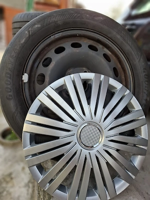 roti echipate cauciucuri de vara si genti de tabla cu capace 205 55 16 - imagine 2