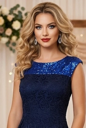 Rochie din dantelă bleumarin, L