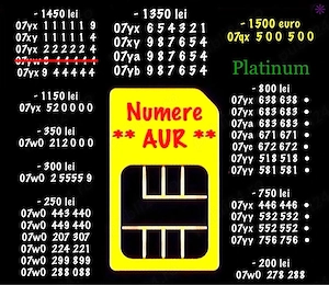 Numere Vip Aur Gold * Numar telefon Platinum * Cartela