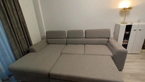 Canapea de colt extensibila 260x165x94 gri, stare excelenta - imagine 3
