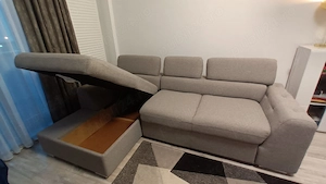 Canapea de colt extensibila 260x165x94 gri, stare excelenta - imagine 5