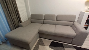 Canapea de colt extensibila 260x165x94 gri, stare excelenta - imagine 4
