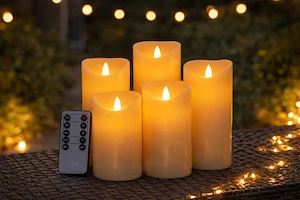 Set 5 lumânări LED cu telecomandă + timer - decor ambient, fără flacără, interior exterior
