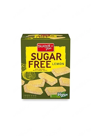 Napolitane fără zahăr cu cremă cu aromă de lămâie(77%),fara conservanti,fara coloranti,cutie 180g