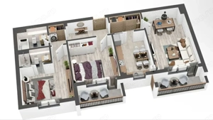 Apartament 3 Camere | Zona Tractorul | 2 Balcoane | NOU - imagine 11