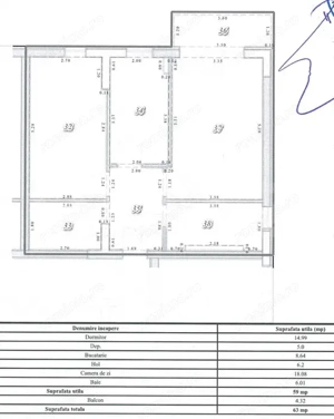 Apartament 2 camere, decomandat, 59 mp, complex Maurer - imagine 7