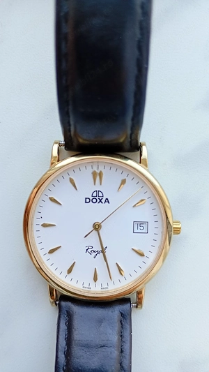 Ceas elvetian original Doxa ultra-slim Royal 220.30 placat cu aur - imagine 1