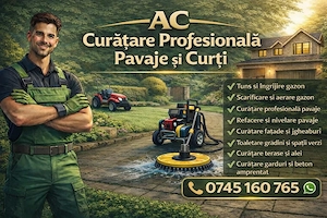 Curatare spalare pavaj, intretinere spatii verzi, tuns iarba, insamantare gazon