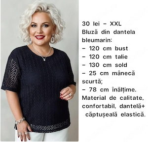 Bluză dantelă bleumarin, 3XL