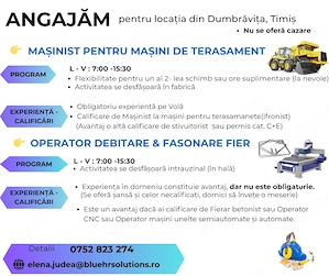 Angajam - VOLIST(cu experienta) si OPERATORFASONARE SI DEBITARE FIER (cu sau fara experienta) 