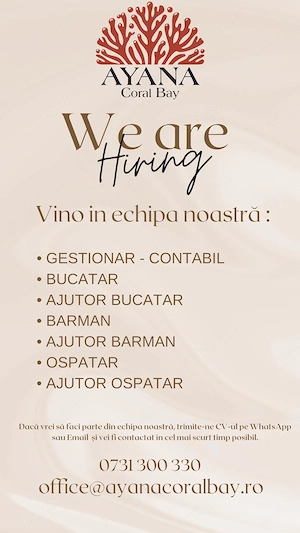 Ayana Coral Bay Resort Angajeaza 