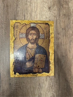 Icoană Iisus Hristos Pantocrator (Milostivul)   Reproducere bizantină pe lemn, 30x25 cm