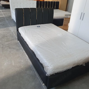 Pat dormitor tapițat piele 1,20m 2m+saltea  - imagine 2