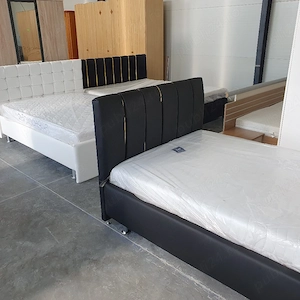 Pat dormitor tapițat piele 1,20m 2m+saltea  - imagine 3