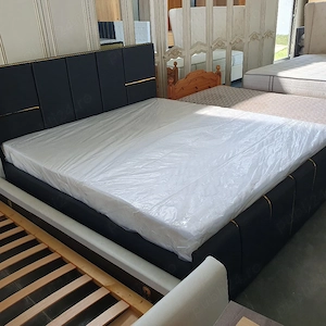 Pat dormitor tapițat piele 1.80m 2m+saltea  - imagine 3