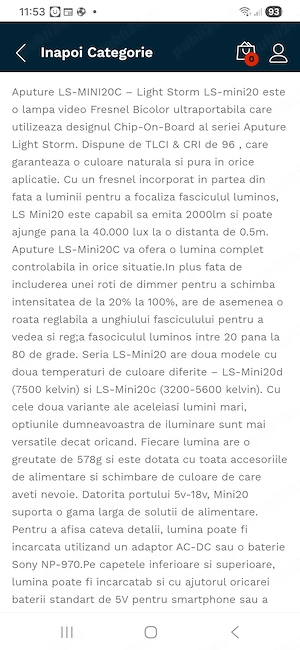 Lampă foto-video Aputure Light Storm LS-20C,Bi -color led light - imagine 4