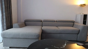 Canapea de colt extensibila 260x165x94 gri, stare excelenta - imagine 2