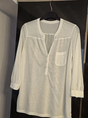Tricou Stil Cămașă din Bumbac Respirabil   Alb   Mărime S
