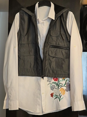 Super ofertă set Cămașă Albă cu Broderie & Vestă Crop