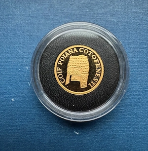 moneda Romania 100 lei 2003 Coif poiana Cotofenesti aur 1.25 grame puritate 999 la mie