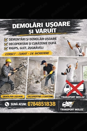 Demolari Usoare Lucrari Rigips ,Varuit , Gletuit