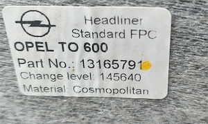 Tapiterie plafon Opel Zafira A ( 1998-2005 ) - imagine 2